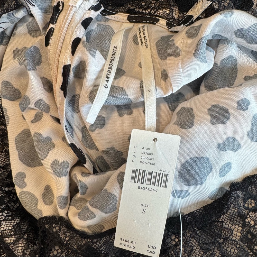 Anthropologie V-Neck Open-Back Slip Midi Dress NWT in Black & White Small - Picture 12 of 15